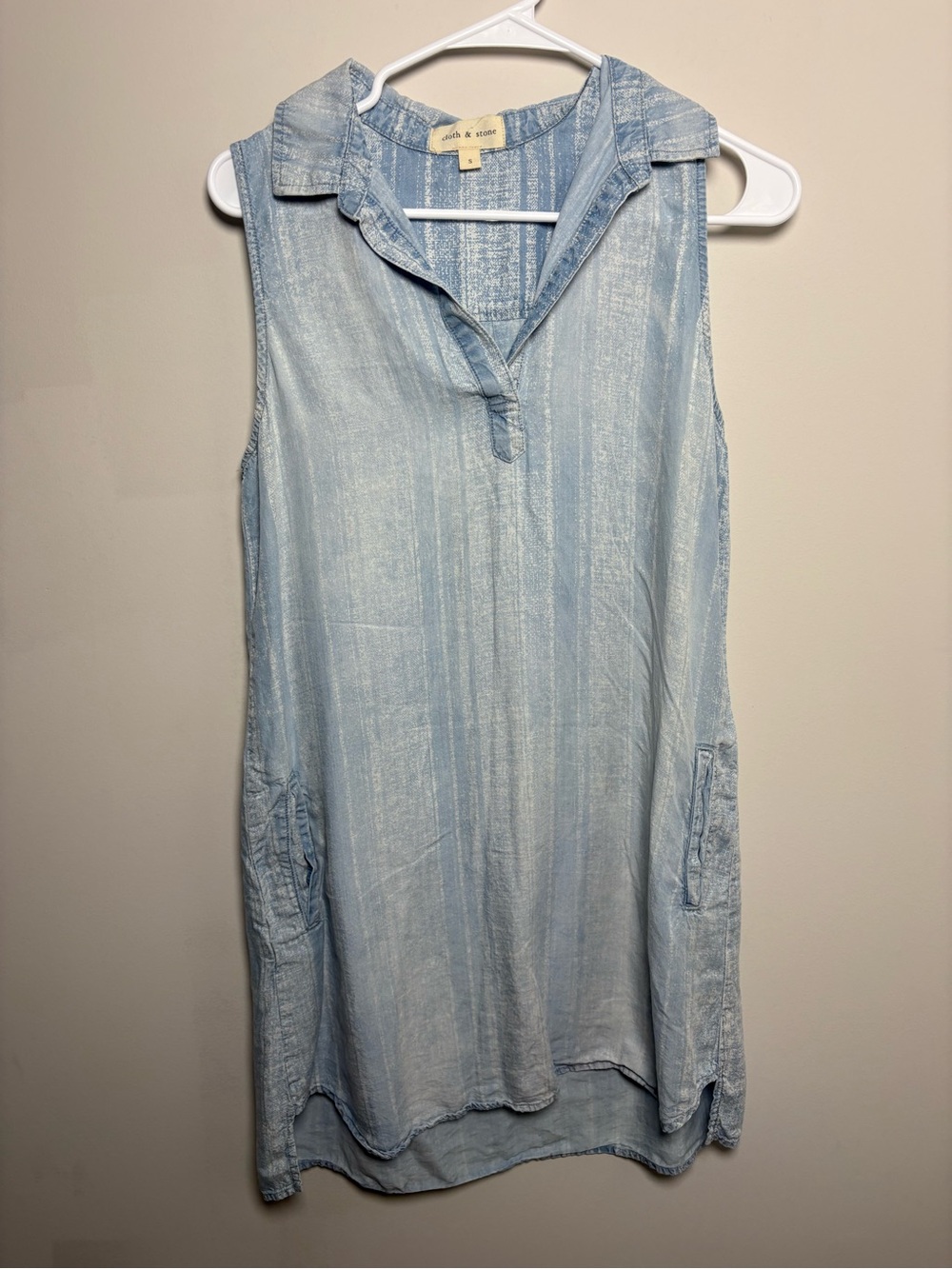 cloth & stone Light Blue Sleeveless Collared Midi Dress